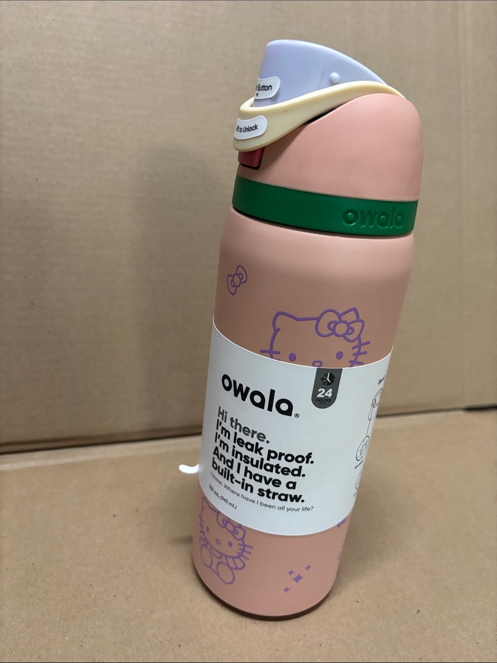 Owala Hello Kitty Pink Insulated Water Bottle with Straw